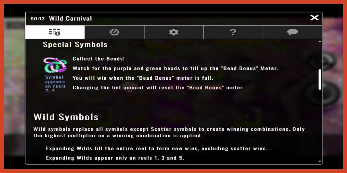 Slot screenshot: Wild Carnival no deposit, number - 4