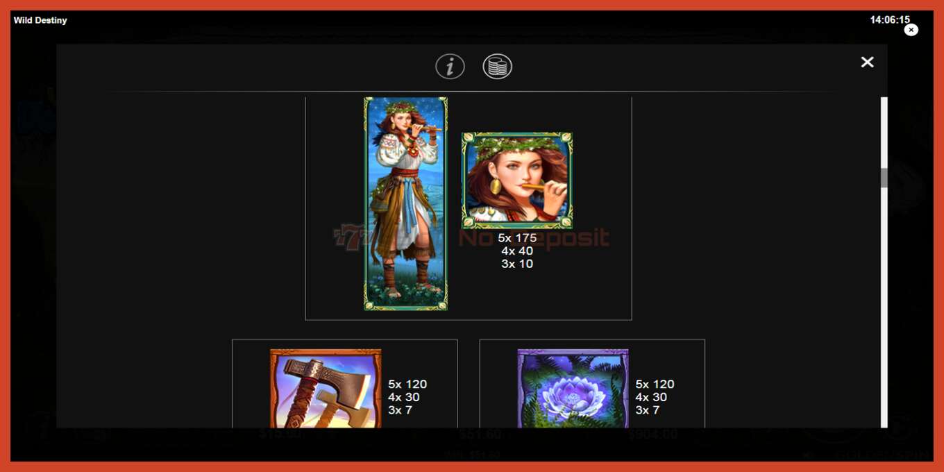 Slot screenshot: Wild Destiny no deposit, number - 6