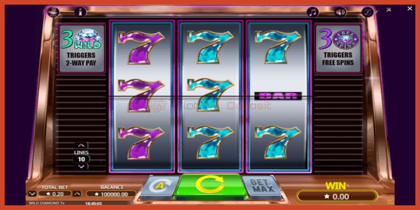 Slot screenshot: Wild Diamond 7x no deposit, number - 1