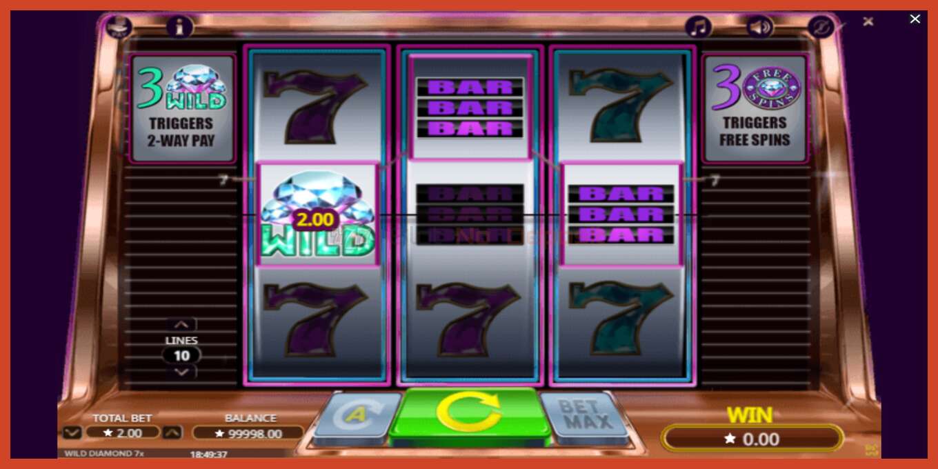 Slot screenshot: Wild Diamond 7x no deposit, number - 2