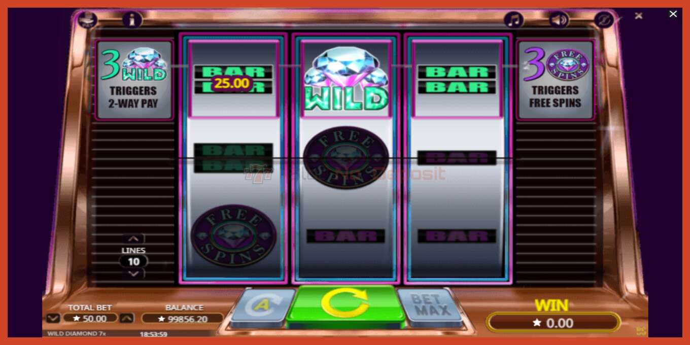 Slot screenshot: Wild Diamond 7x no deposit, number - 4