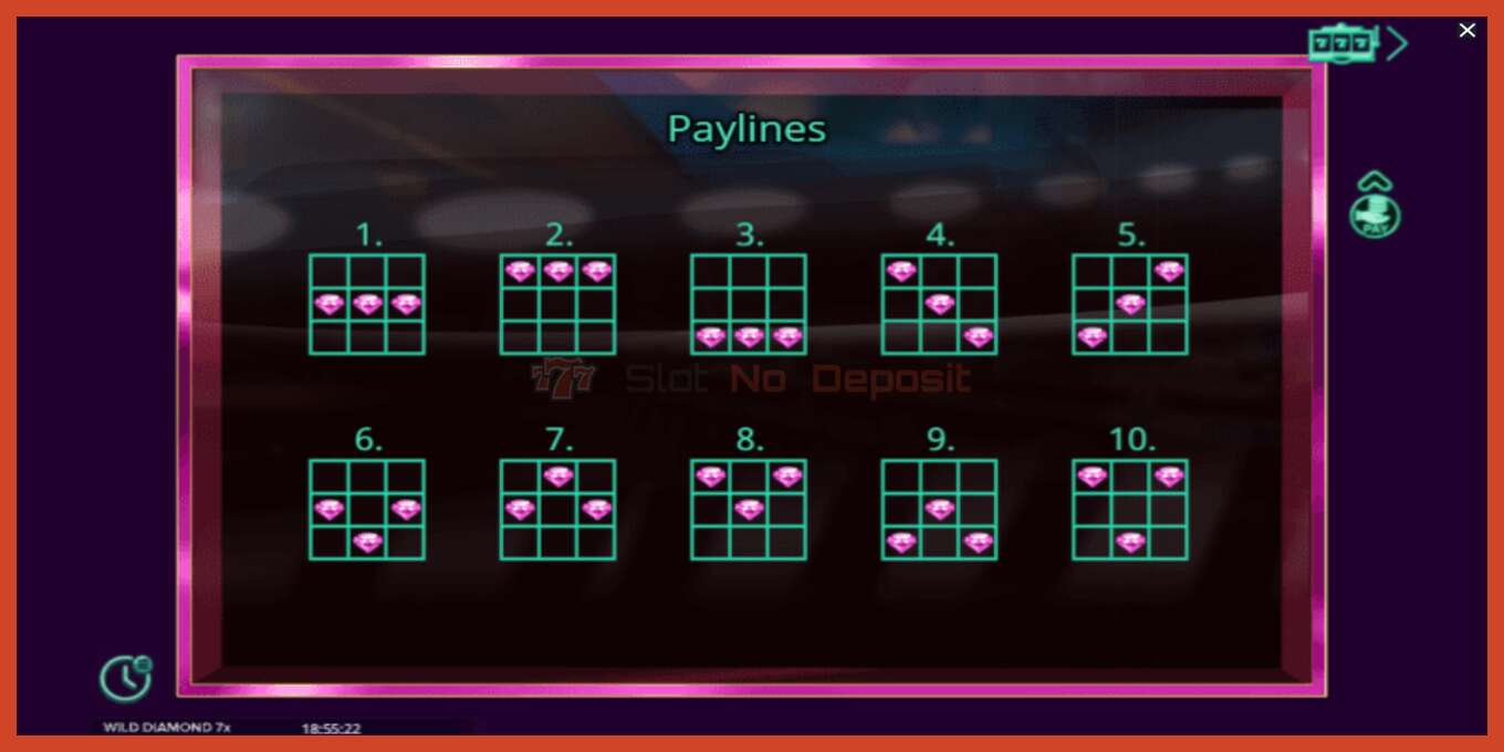 Slot screenshot: Wild Diamond 7x no deposit, number - 6