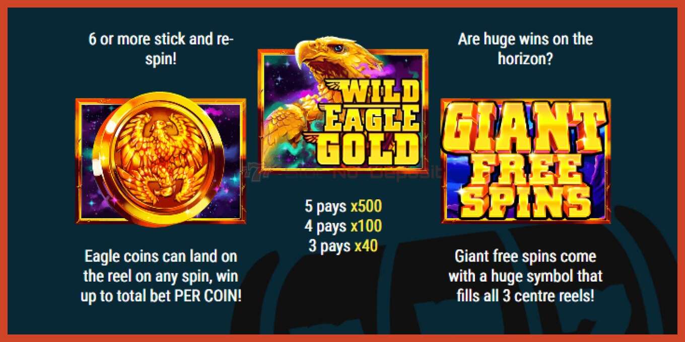 Captura de pantalla do slot: Wild Eagle Gold sen depósito, número - 6