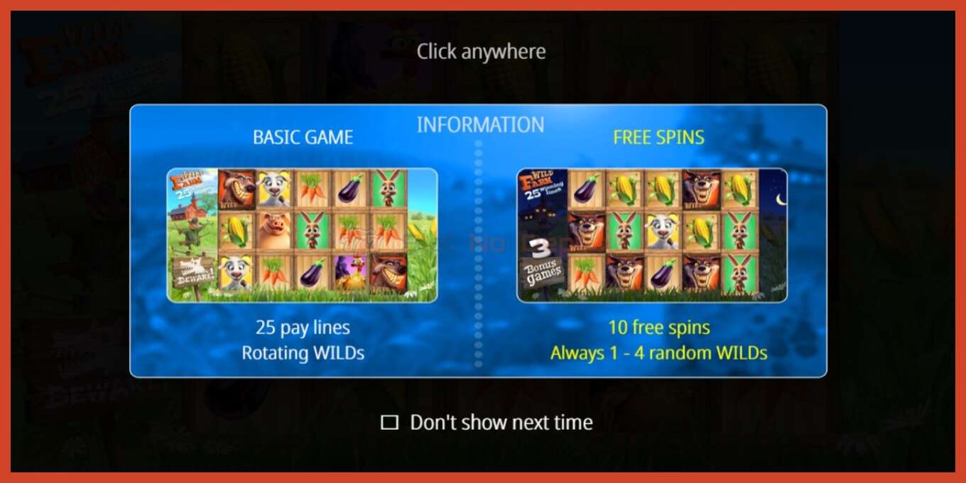 Slot screenshot: Wild Farm no deposit, number - 1