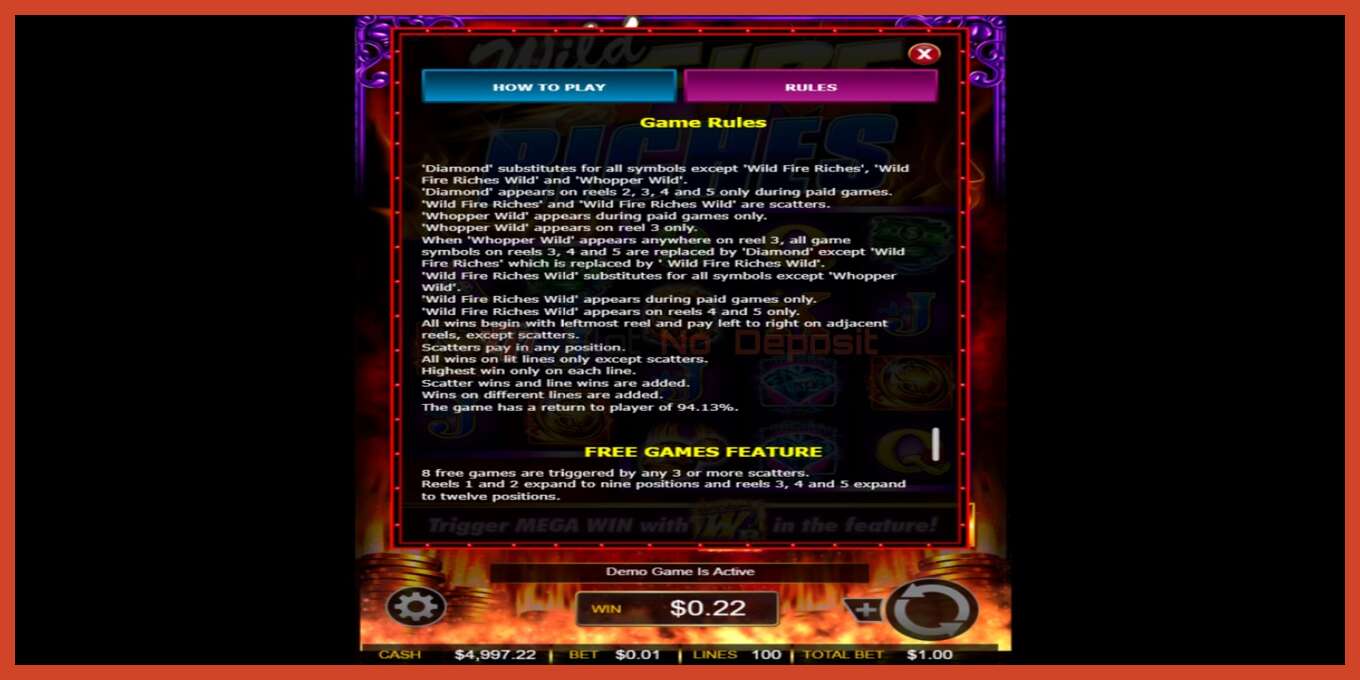 Slot screenshot: Wild Fire Riches no deposit, number - 5