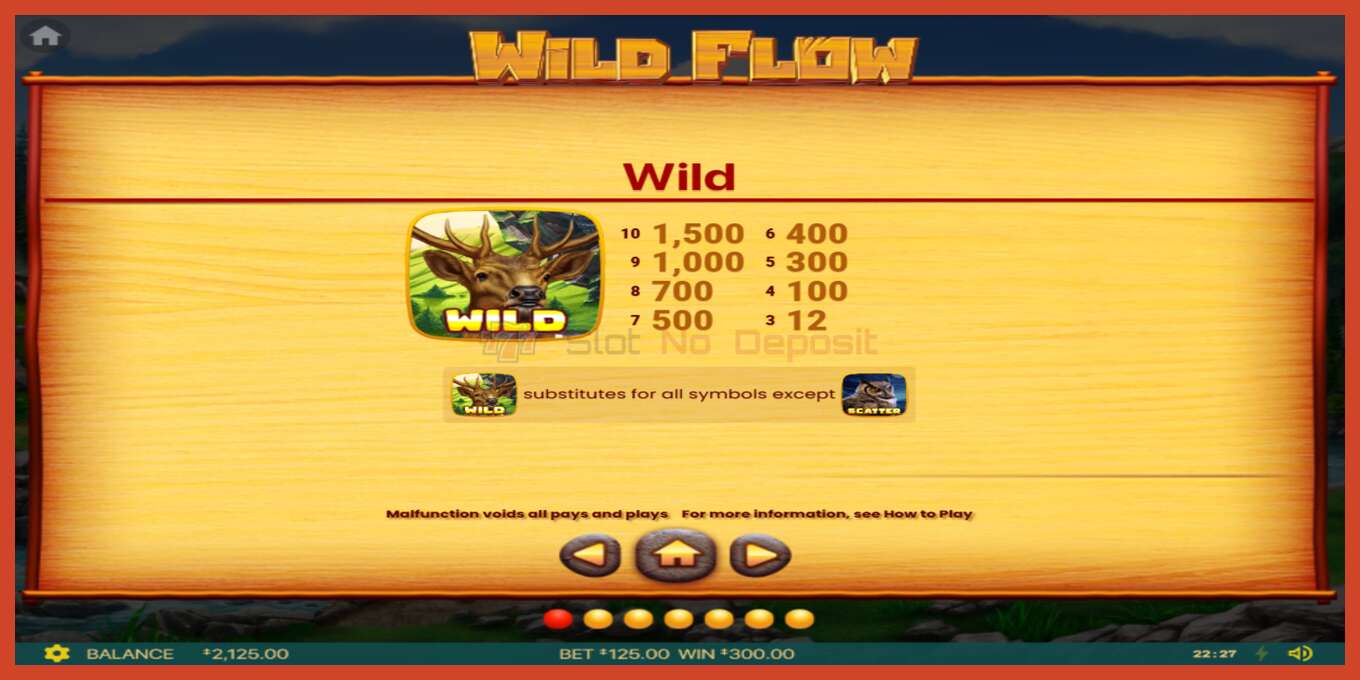 Captura de pantalla do slot: Wild Flow sen depósito, número - 3