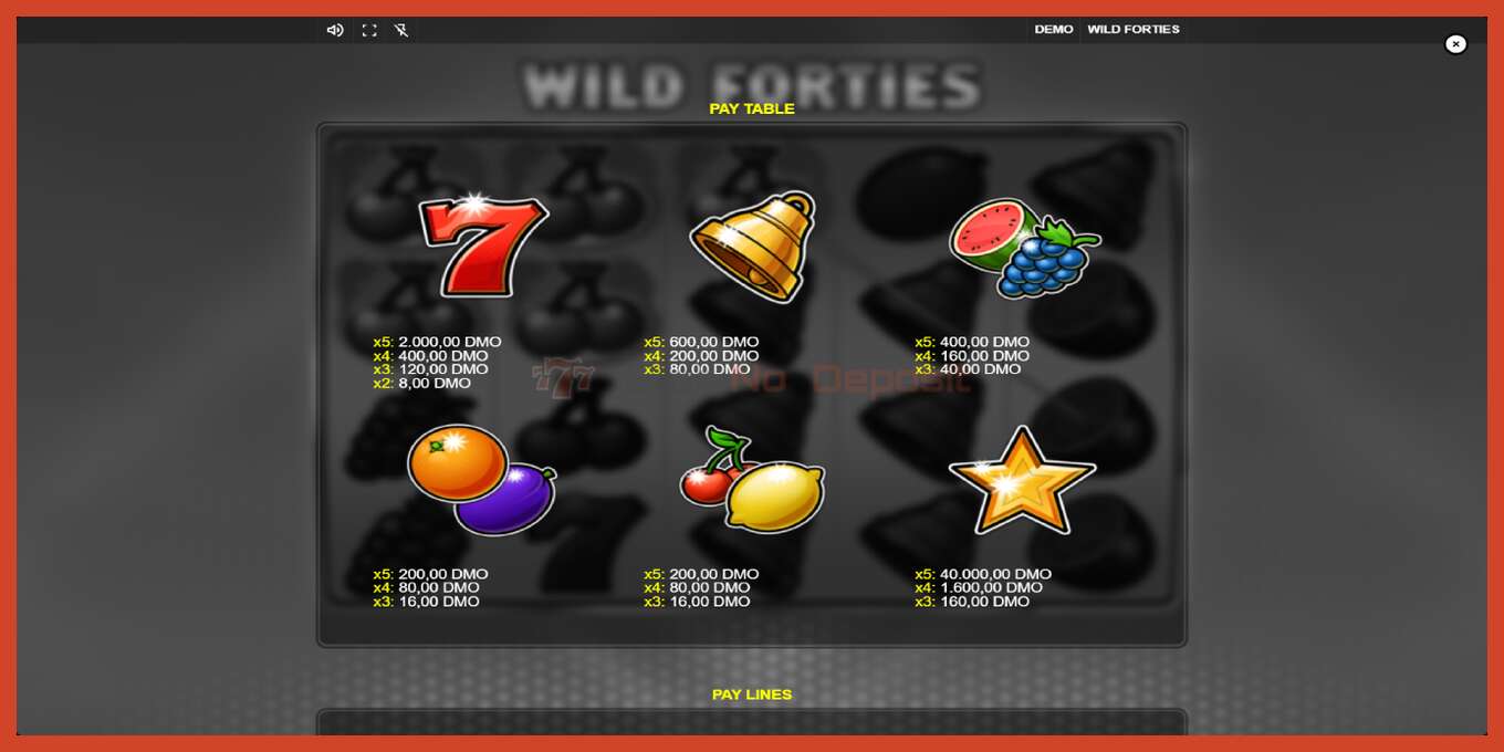 Slot screenshot: Wild Forties bez depozita, broj - 5