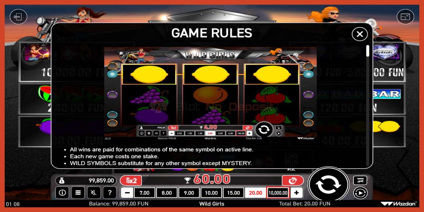 Slot screenshot: Wild Girls no deposit, number - 7