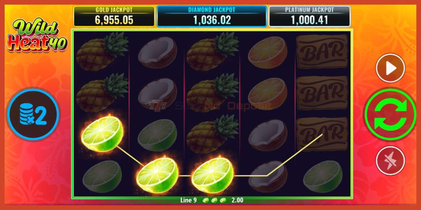 Slot screenshot: Wild Heat 40 no deposit, number - 2