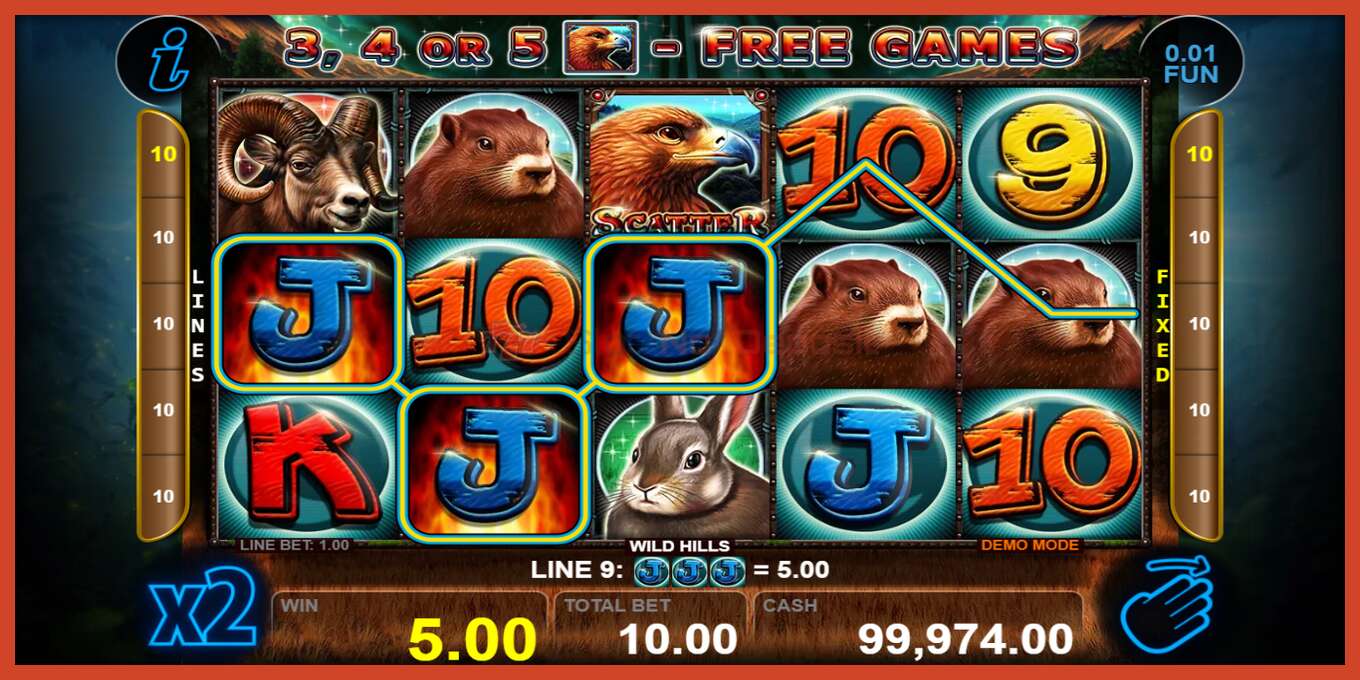 Slot screenshot: Wild Hills no deposit, number - 3