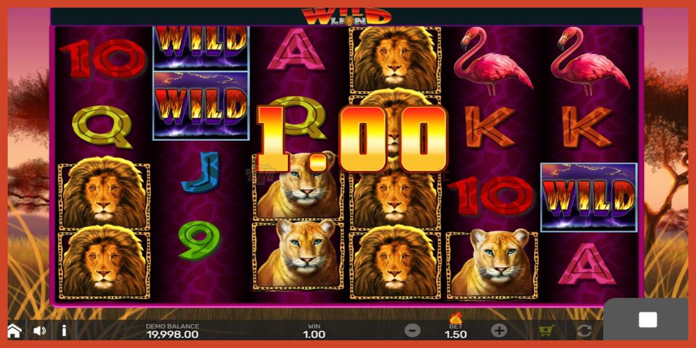 Posnetek zaslona reže: Wild Lion with Reel Bingo brez depozita, število - 2