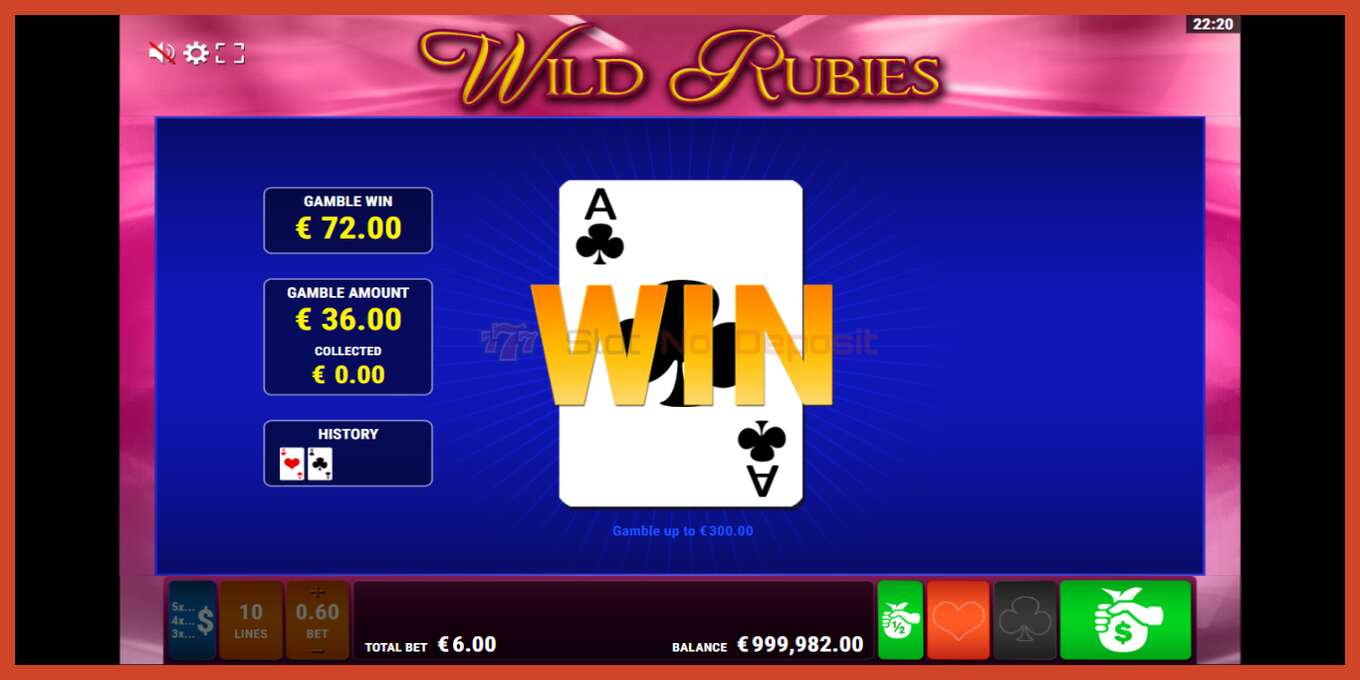 Slot screenshot: Wild Rubies no deposit, number - 5