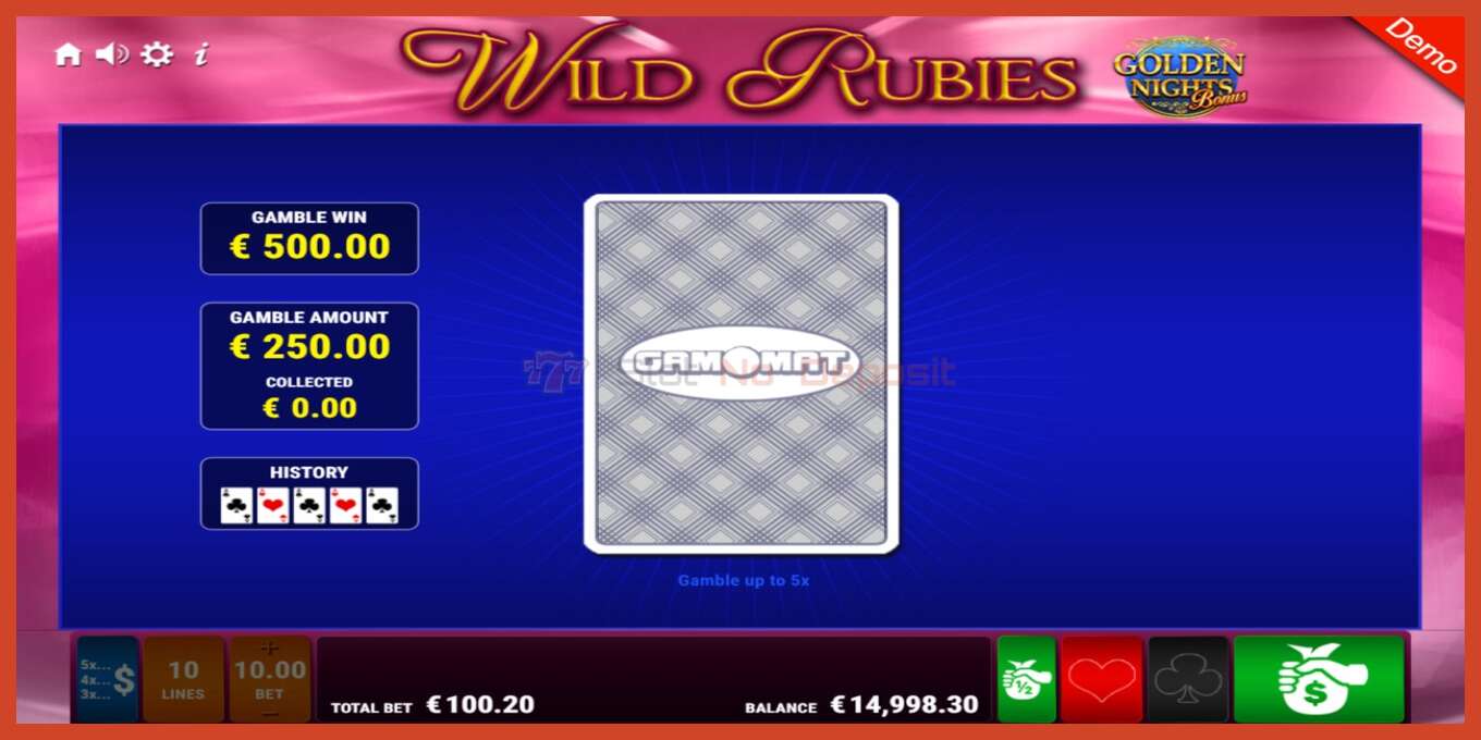 Slot screenshot: Wild Rubies Golden Nights no deposit, number - 9