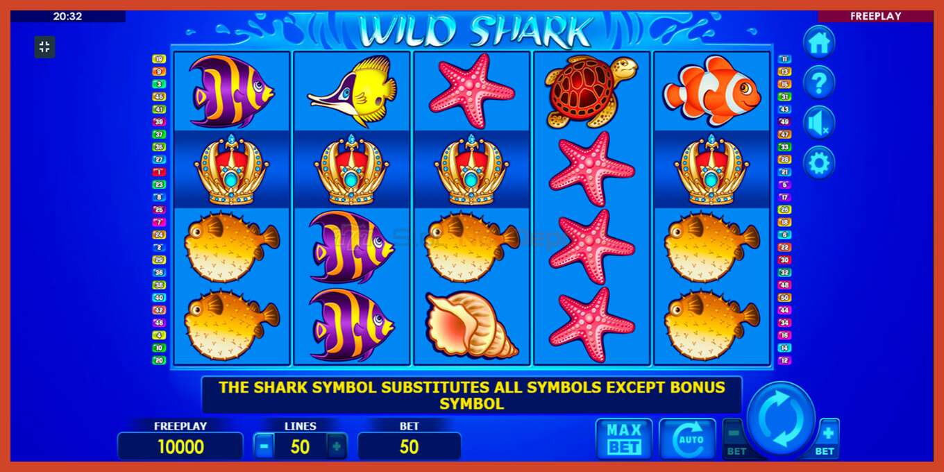 Slot screenshot: Wild Shark no deposit, number - 4