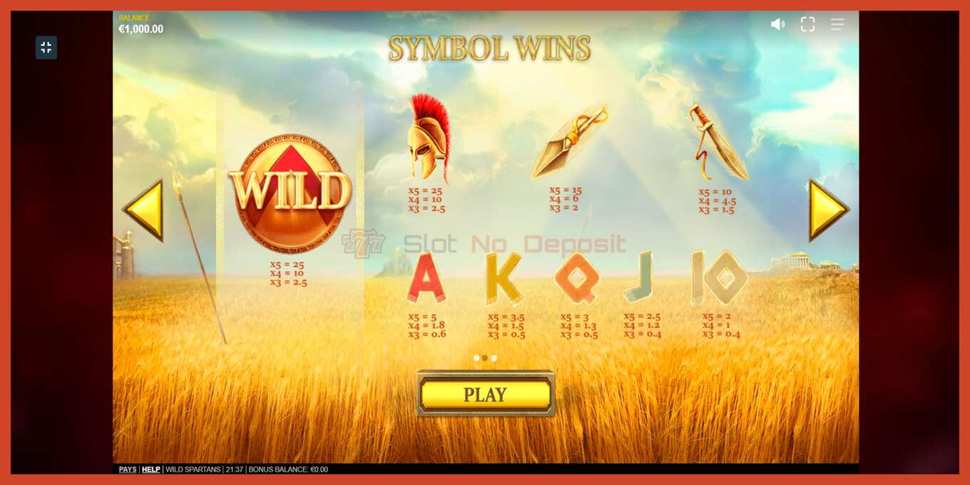 Slot screenshot: Wild Spartans no deposit, number - 2