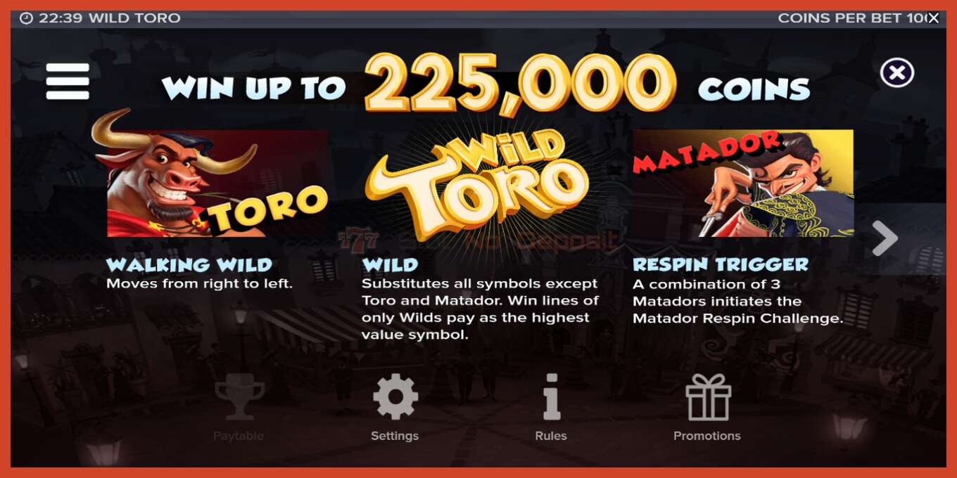 Slot screenshot: Wild Toro no deposit, number - 4