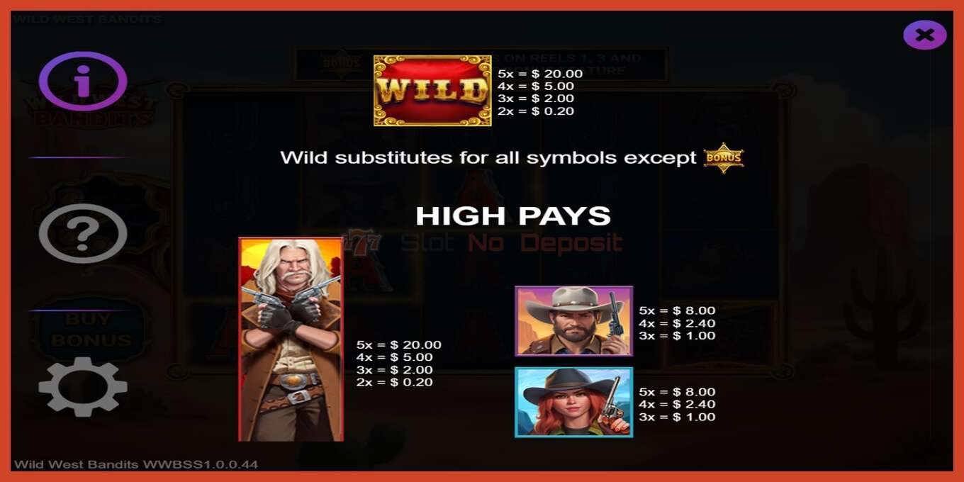 Slot screenshot: Wild West Bandits no deposit, number - 4