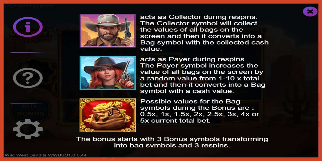 Slot screenshot: Wild West Bandits no deposit, number - 7