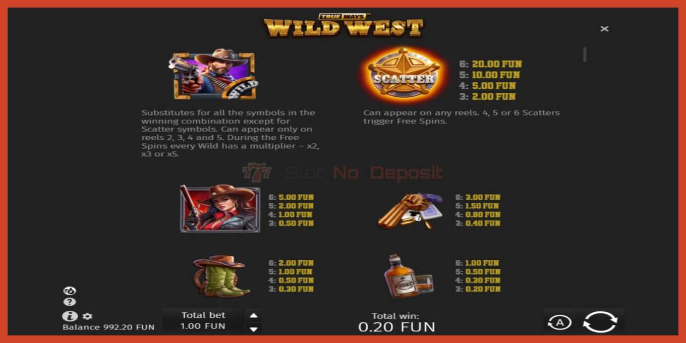 Slot screenshot: Wild West Trueways no deposit, number - 4