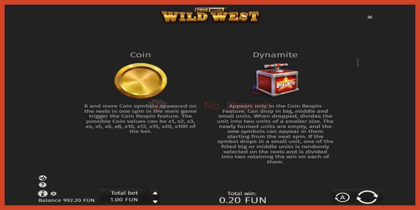 Slot screenshot: Wild West Trueways no deposit, number - 5