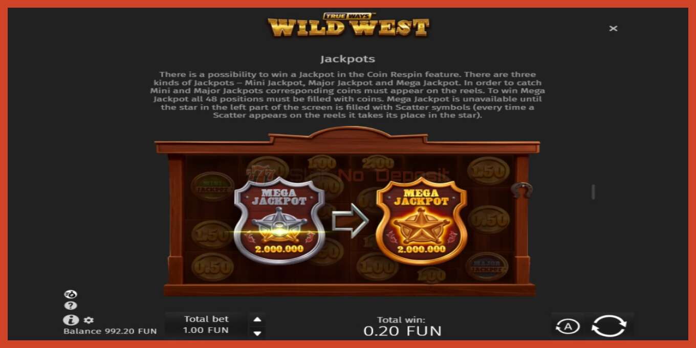 Slot screenshot: Wild West Trueways no deposit, number - 6