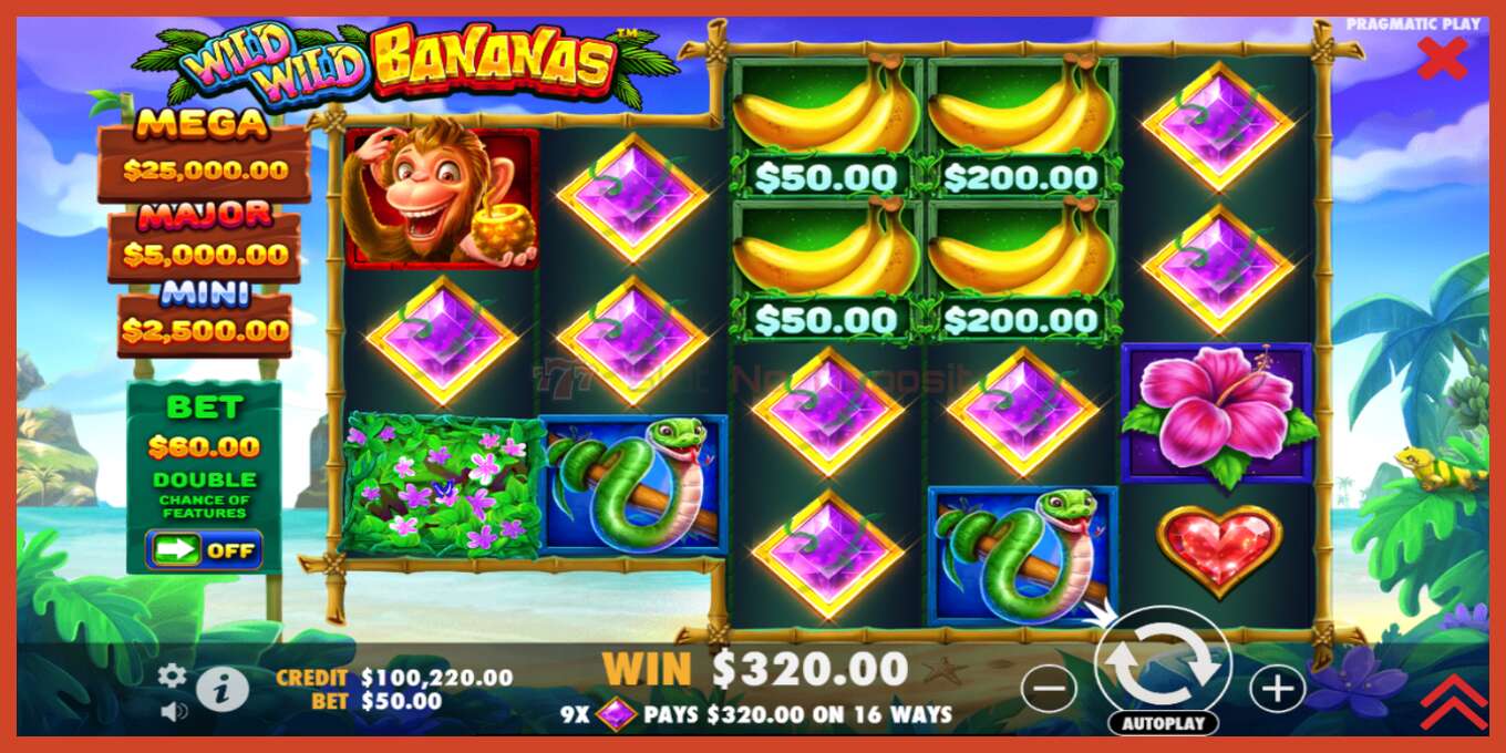 Slot screenshot: Wild Wild Bananas nincs letét, szám - 3