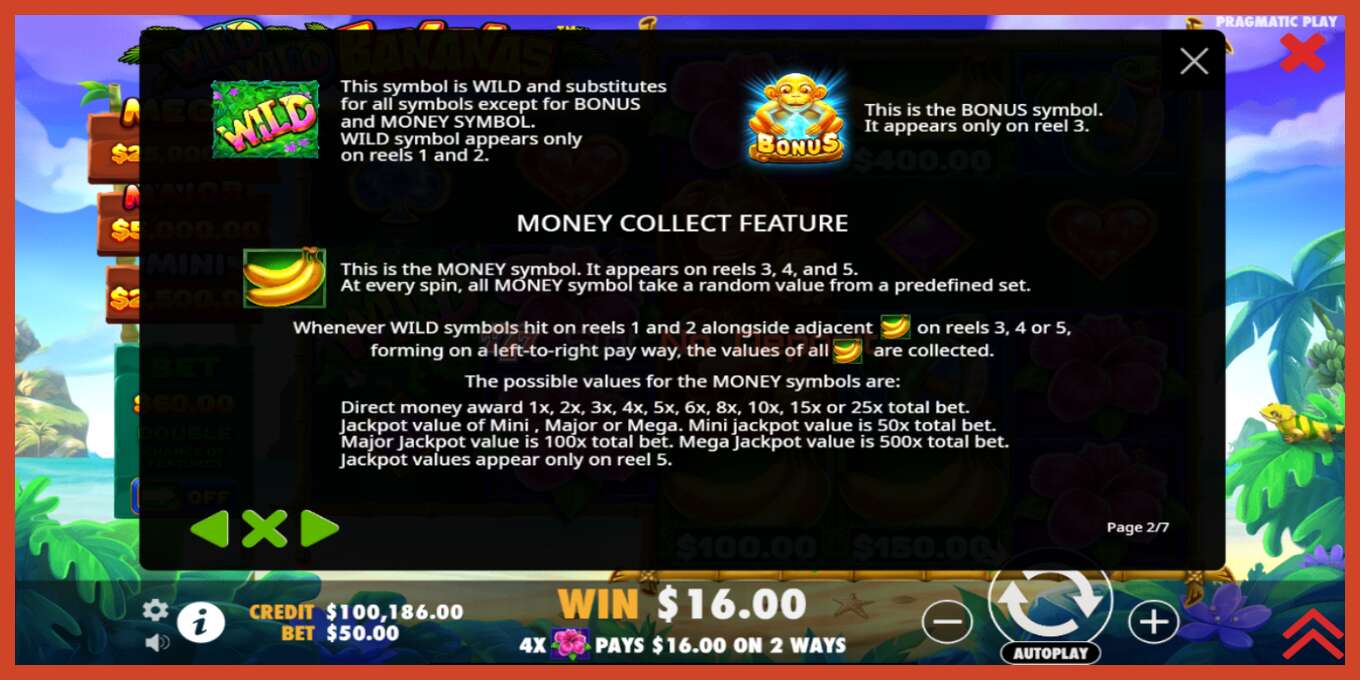 Slot screenshot: Wild Wild Bananas nincs letét, szám - 6