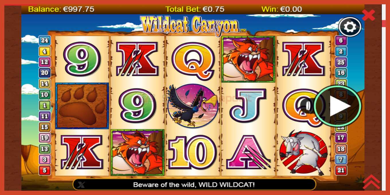 Slot screenshot: Wildcat Canyon no deposit, number - 1