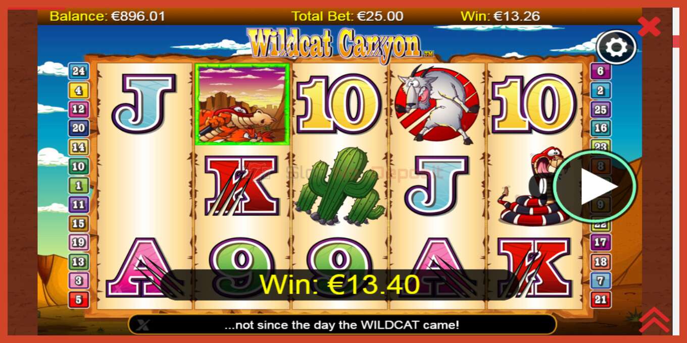 Slot screenshot: Wildcat Canyon no deposit, number - 4