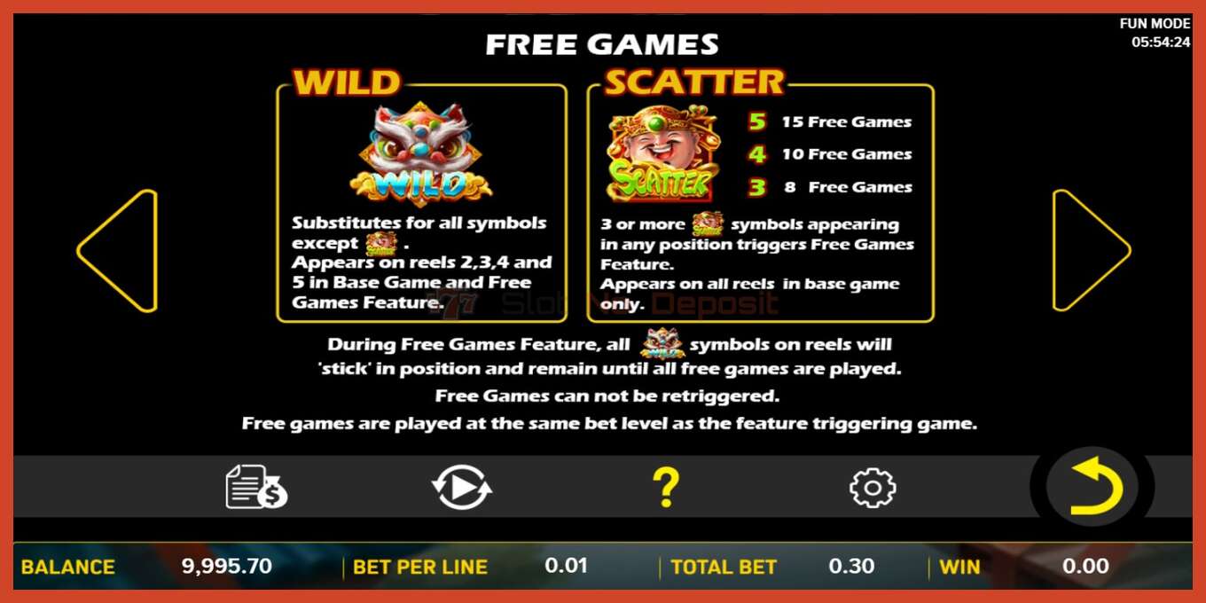 Slot skærmbillede: Win Cai Shen 2 intet depositum, antal - 5