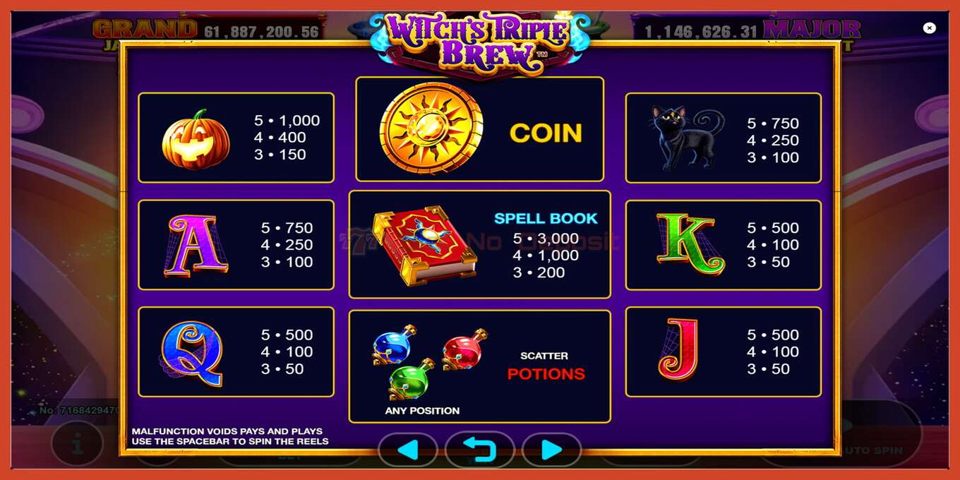 Slot screenshot: Witchs Triple Brew no deposit, number - 4