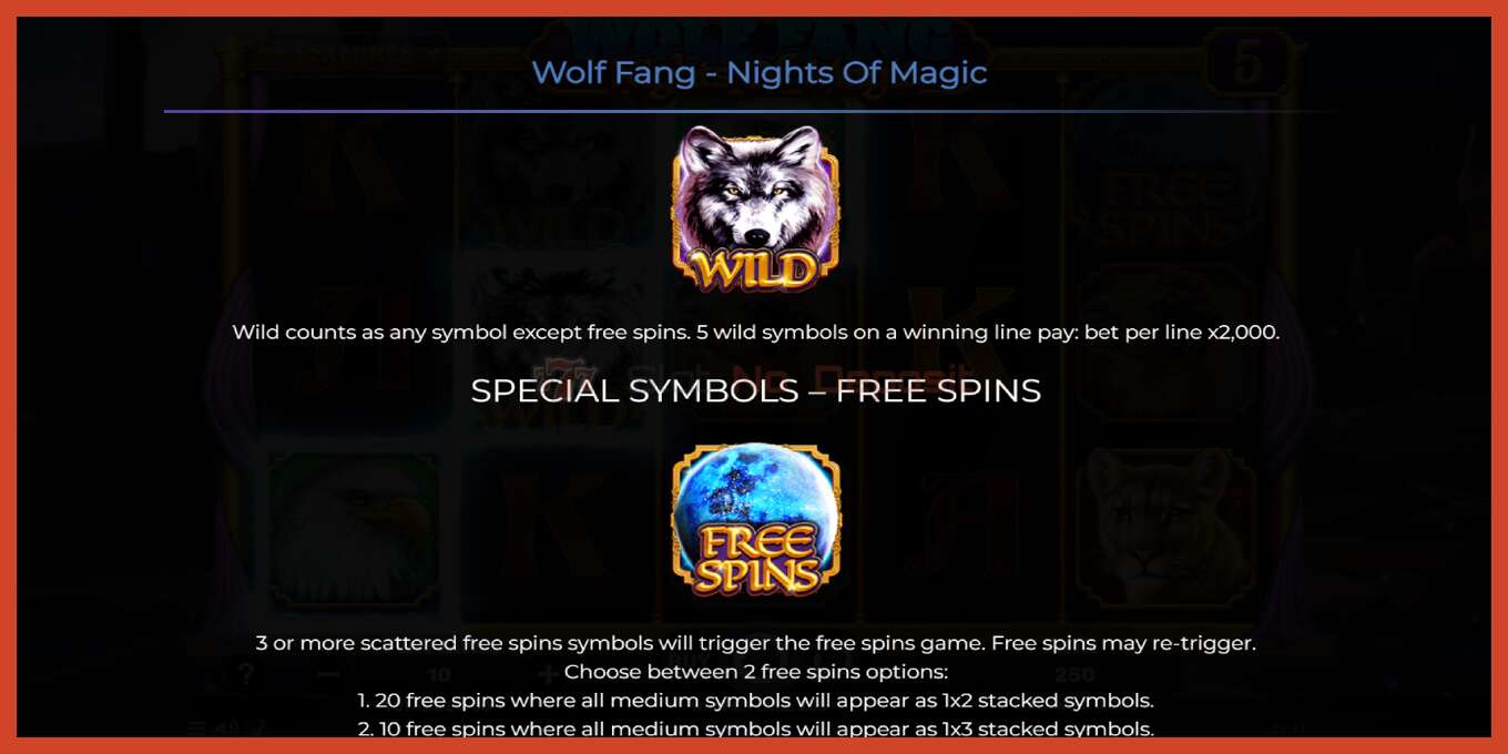 Ảnh chụp màn hình khe: Wolf Fang - Nights of Magic không có tiền đặt cọc, con số - 5