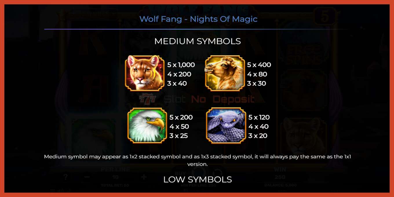 Ảnh chụp màn hình khe: Wolf Fang - Nights of Magic không có tiền đặt cọc, con số - 6