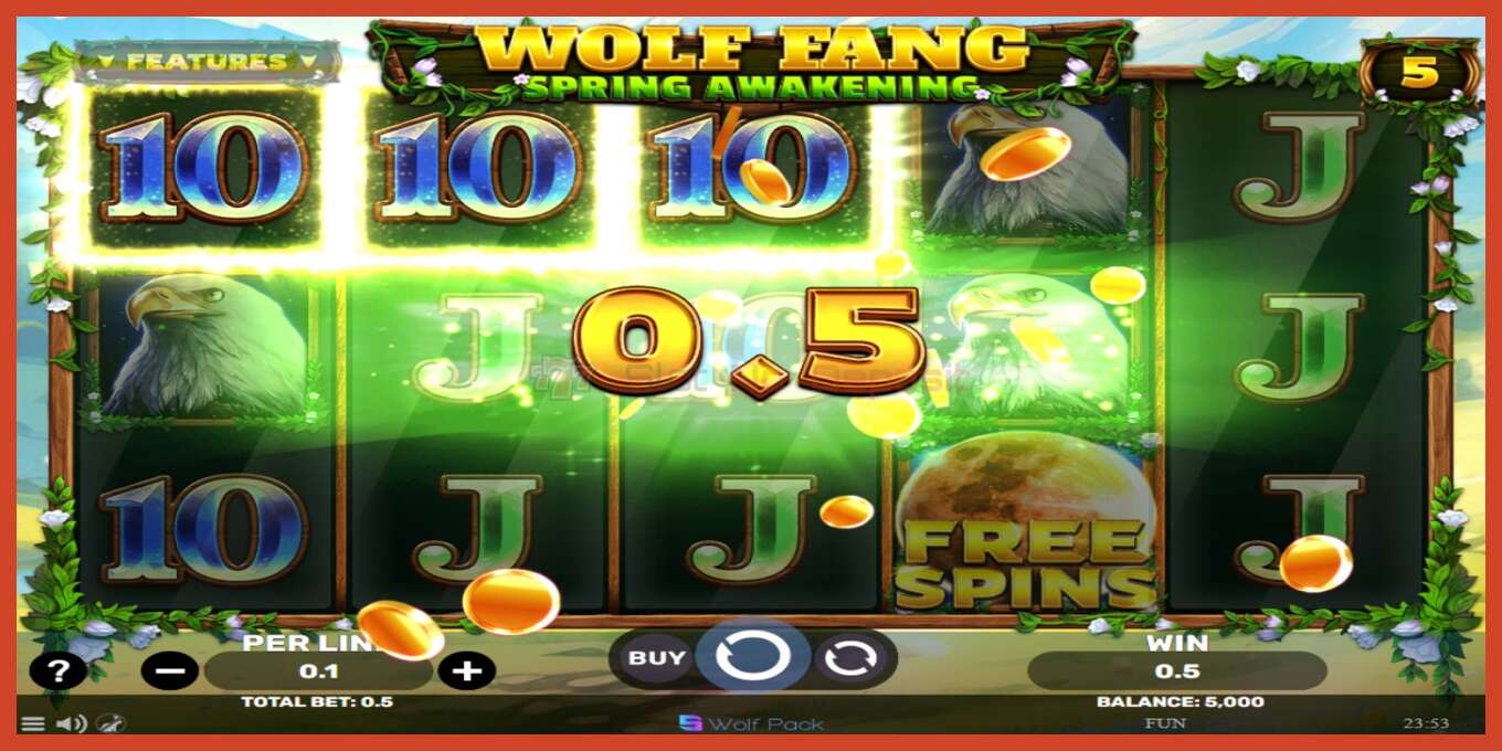 Slot скриншоту: Wolf Fang - Spring Awakening депозит жок, саны - 3