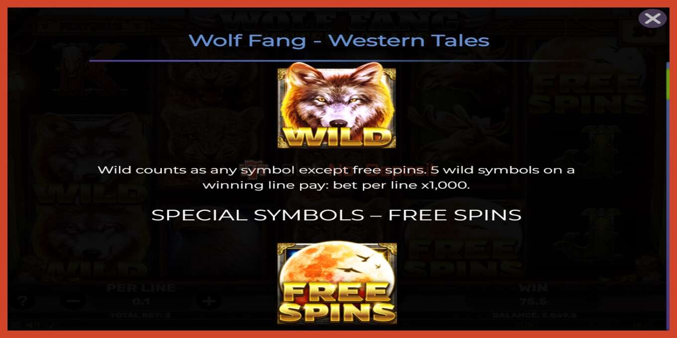 Slot screenshot: Wolf Fang - Western Tales bez depozita, broj - 4