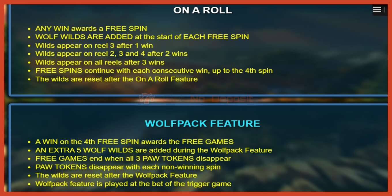 Slot screenshot: Wolfpack Pays no deposit, number - 4