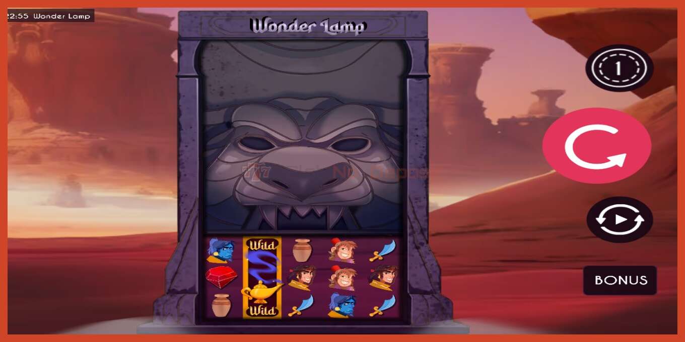 Tangkapan skrin slot: Wonder Lamp tiada deposit, nombor - 1