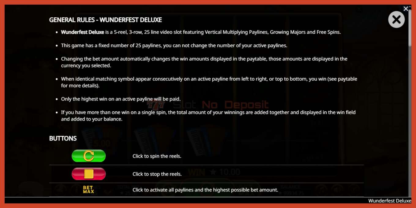 Slot screenshot: Wunderfest Deluxe no deposit, number - 4