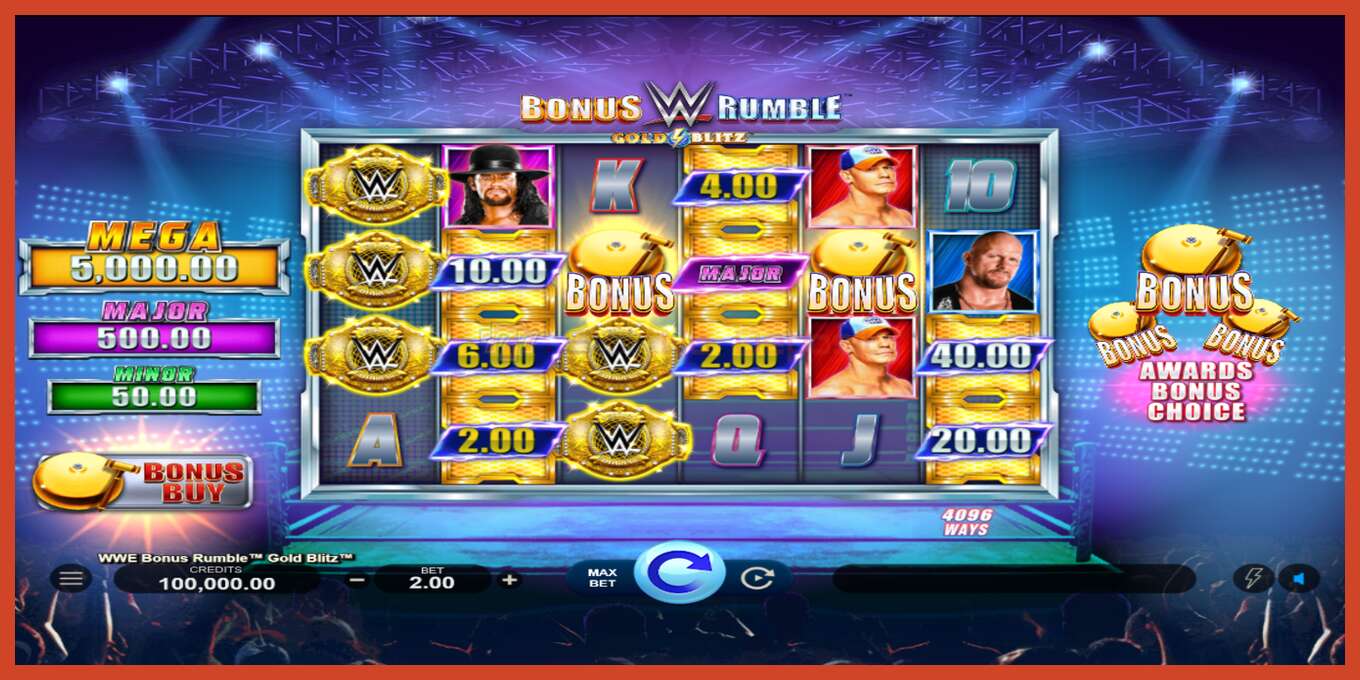 Slot screenshot: WWE Bonus Rumble Gold Blitz no deposit, number - 1