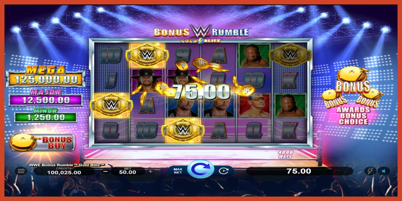 Slot screenshot: WWE Bonus Rumble Gold Blitz no deposit, number - 2