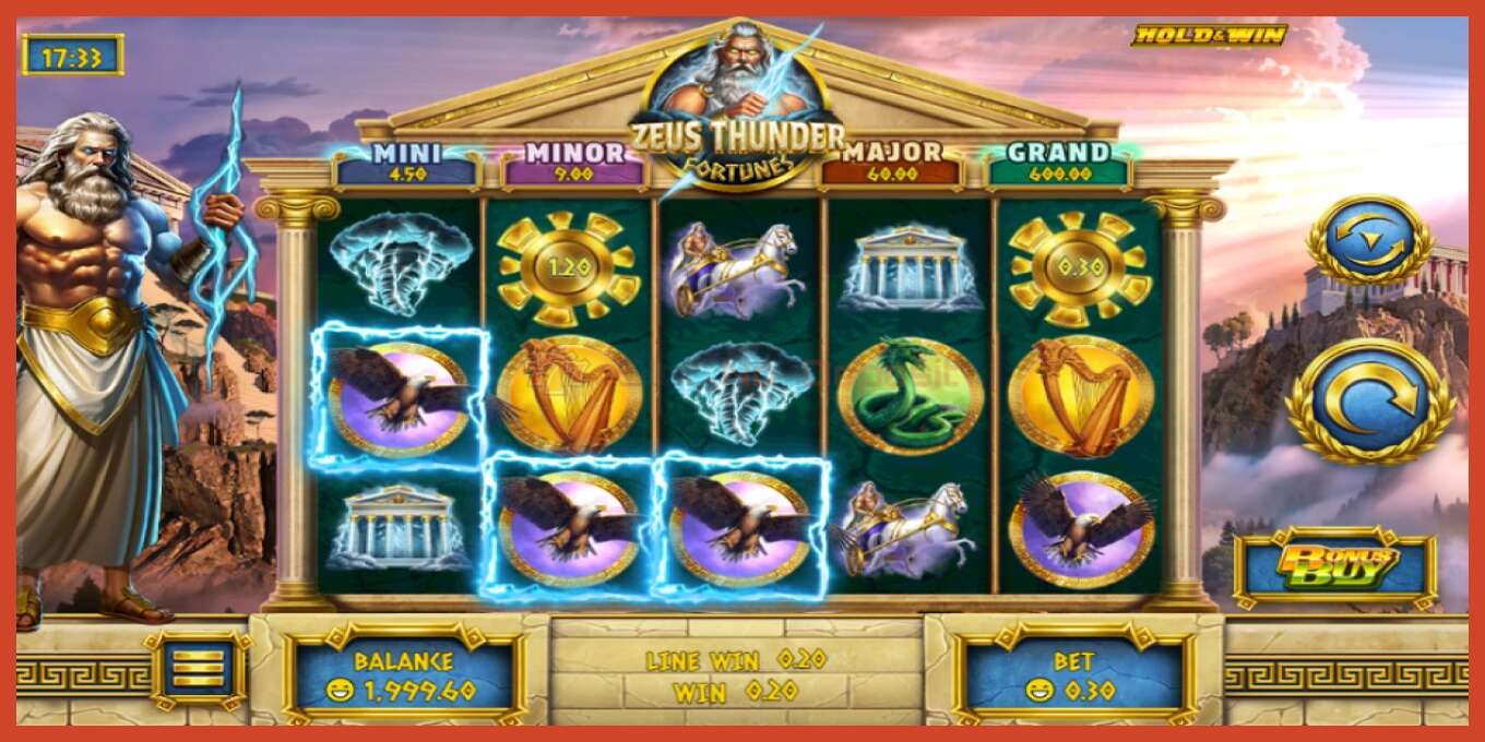 老虎机截图: Zeus Thunder Fortunes 没有押金, 数字 - 2