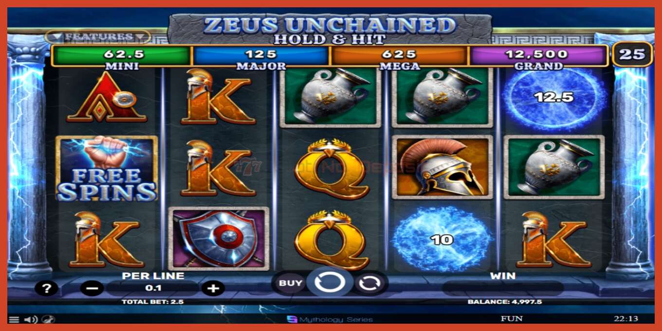 Slot screenshot: Zeus Unchained - Hold & Hit no deposit, number - 2