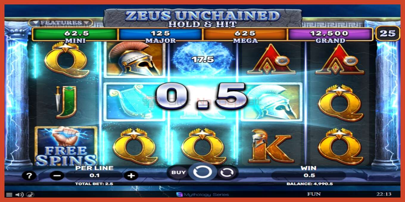 Slot screenshot: Zeus Unchained - Hold & Hit no deposit, number - 3