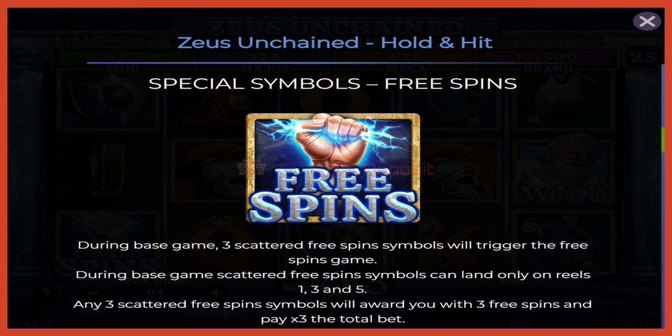 Slot screenshot: Zeus Unchained - Hold & Hit no deposit, number - 5