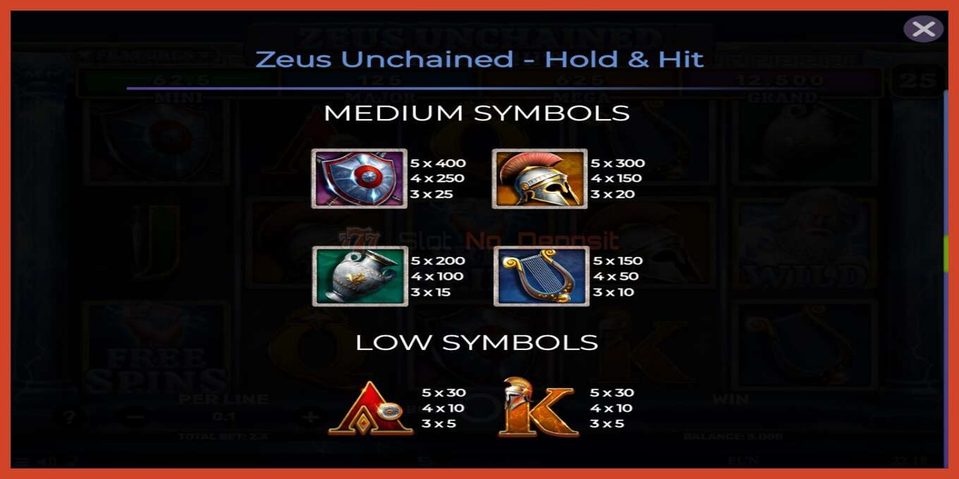 Slot screenshot: Zeus Unchained - Hold & Hit no deposit, number - 6