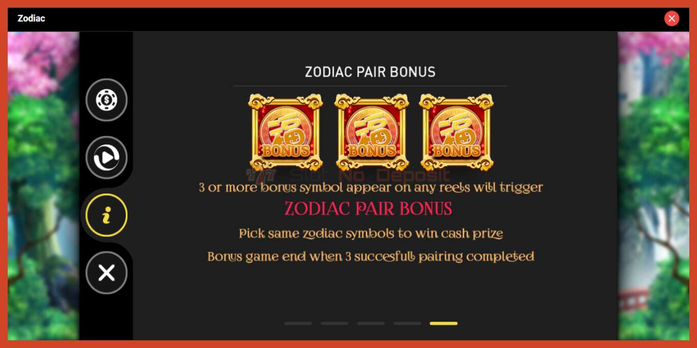 Slot screenshot: Zodiac no deposit, number - 7