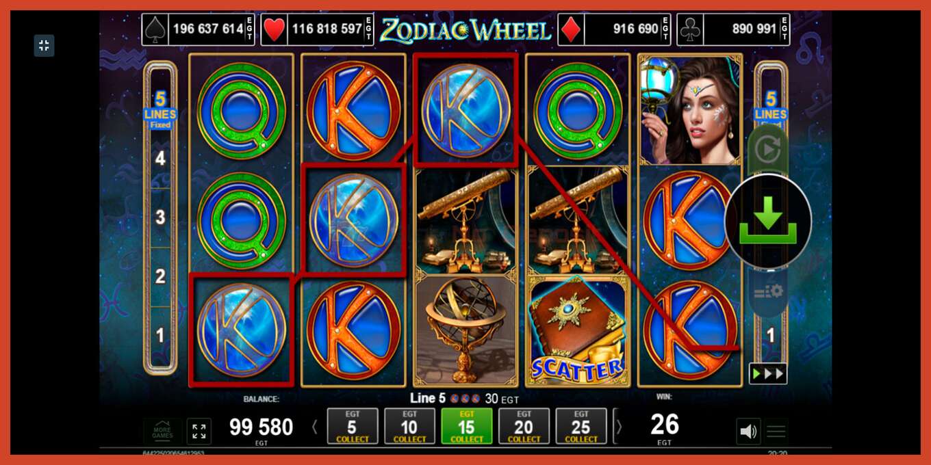 Slot screenshot: Zodiac Wheel no deposit, number - 5