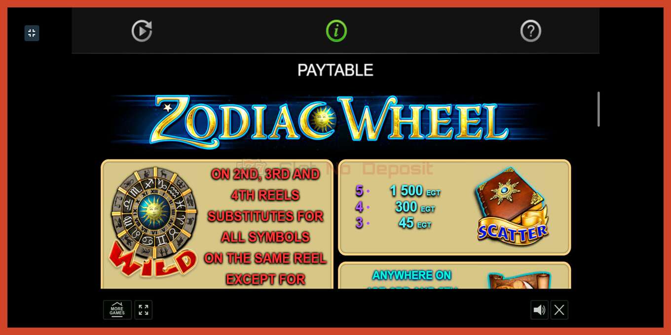 Slot screenshot: Zodiac Wheel no deposit, number - 6